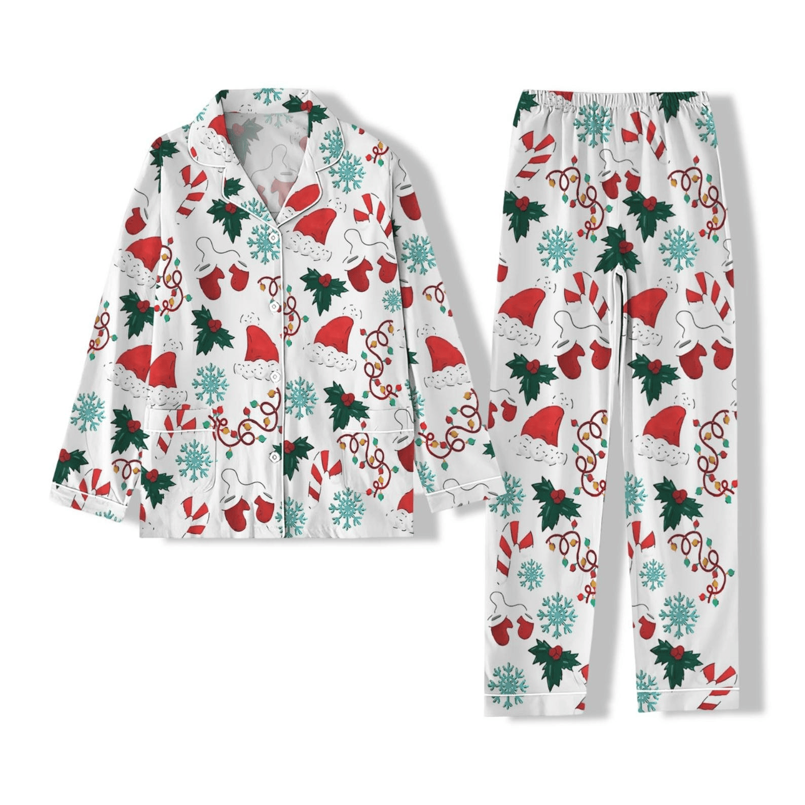 Merry Christmas Pattern Pajama Set Cute Winter Holiday Pajamas For Family