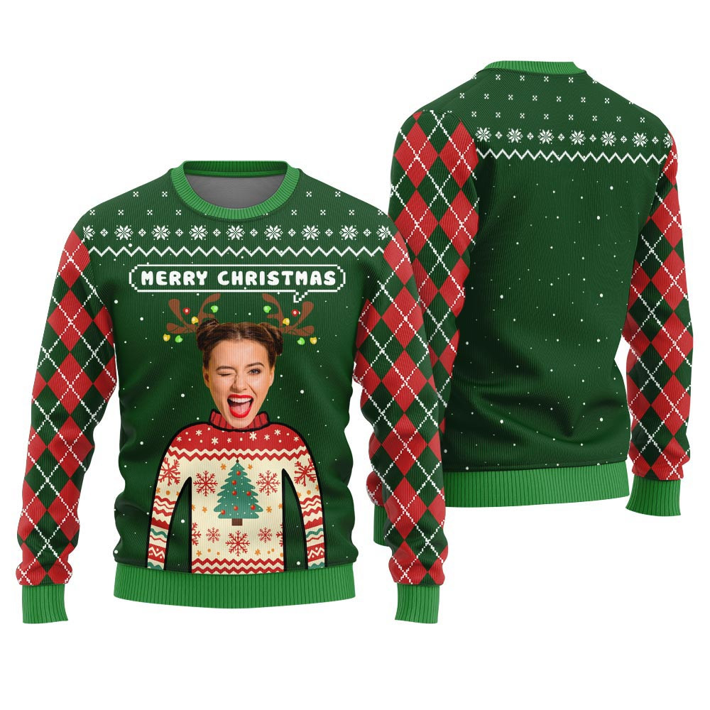 Merry Christmas Personalized Face Ugly Christmas Sweater Christmas Sweaters For Men