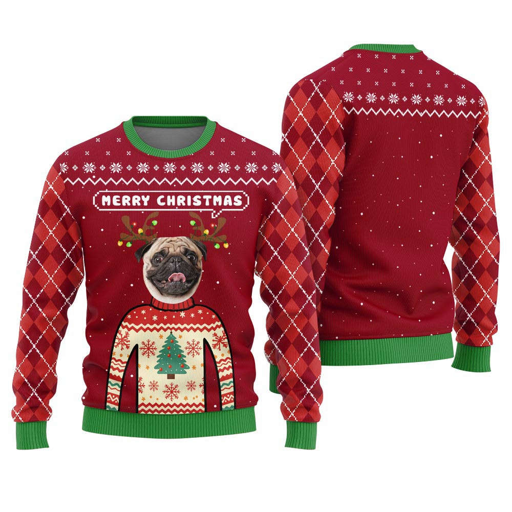 Merry Christmas Personalized Pet Ugly Sweater Womens Secret Santa Gifts For Her