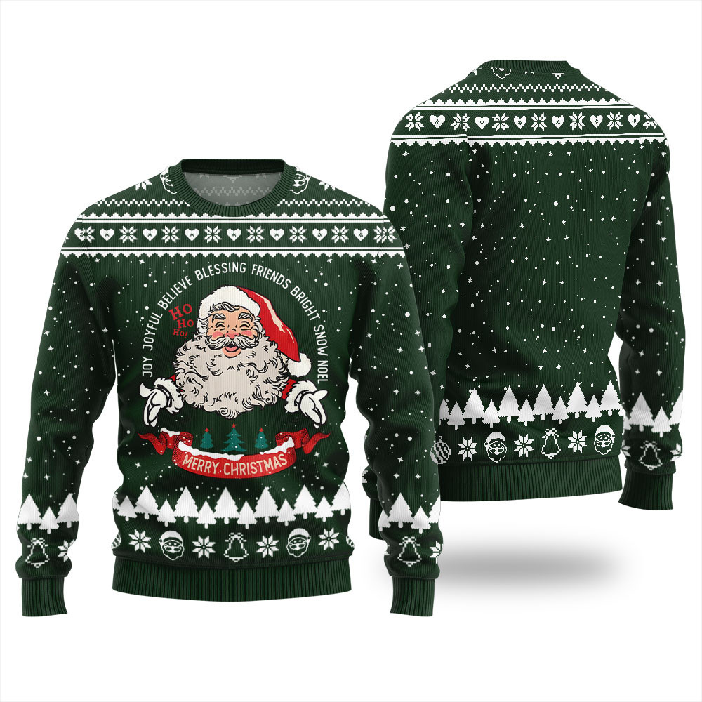 Merry Christmas Santa Ugly Xmas Sweater Trendy Winter Sweatshirt for Cozy Moments
