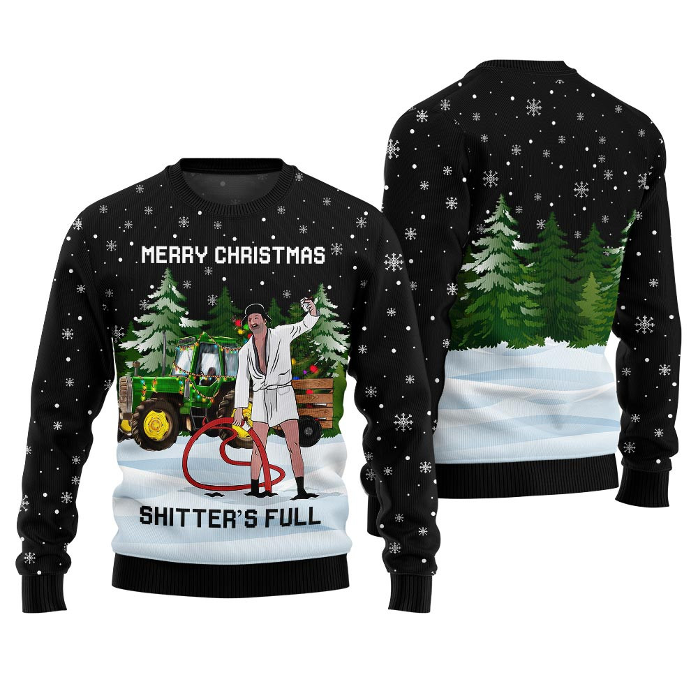Merry Christmas Shitters Full Cousin Eddie Ugly Sweater Custom Holiday Sweater Merch That Warms the Heart