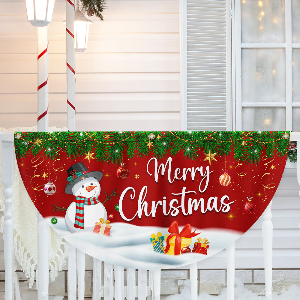 Merry Christmas Snowman Non Pleated Fan Flag