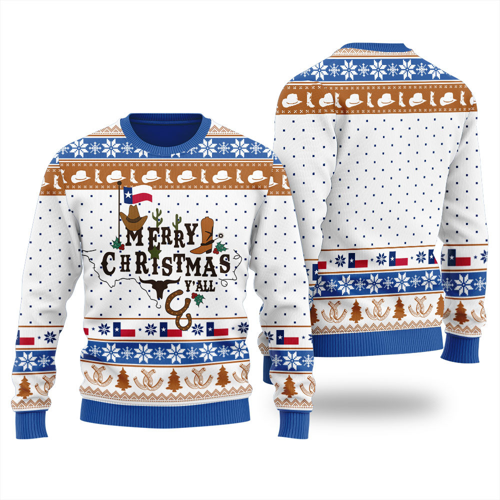 Merry Christmas Texas Mens Ugly Sweater Stylish Winter Sweatshirt for Everyday Wear
