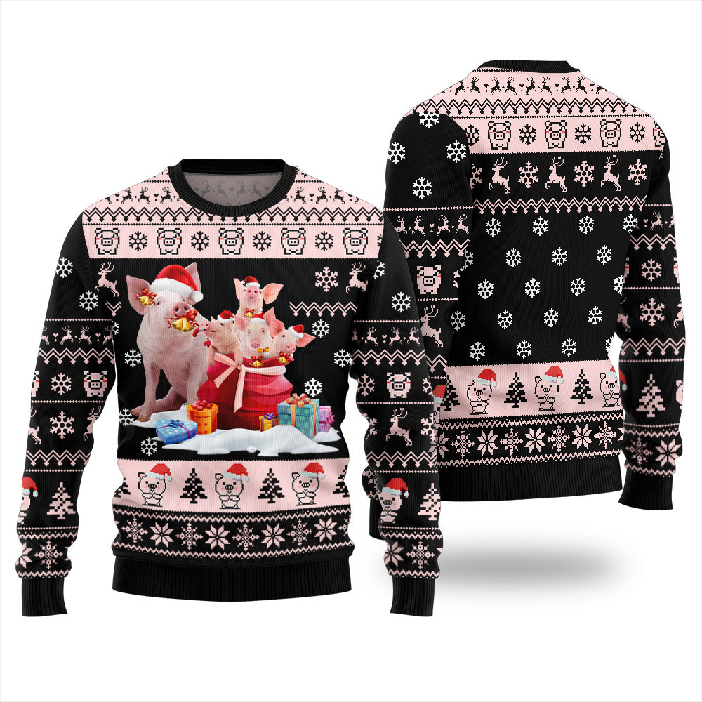 Merry Christmas With Pig Ugly Christmas Sweater Popular Holiday Gift Merch for Everyone