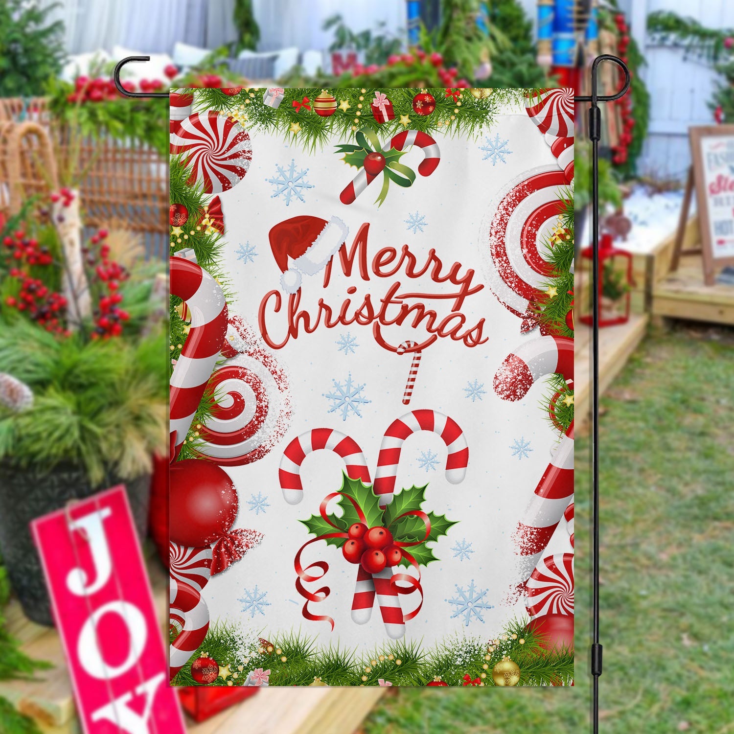 Merry Christmas Xmas Candy Xmas Garden Flag Christmas Home Decor Gift Ideas