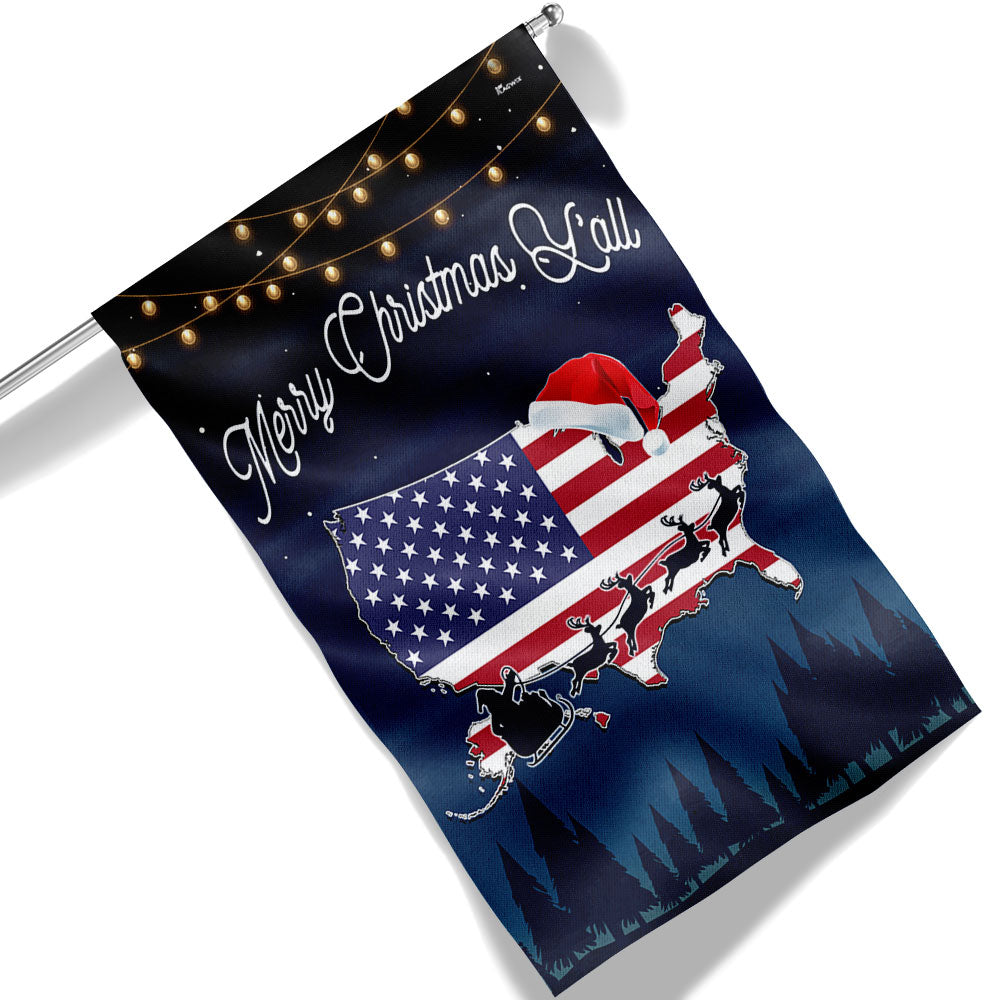 Merry Christmas Y All American Flag