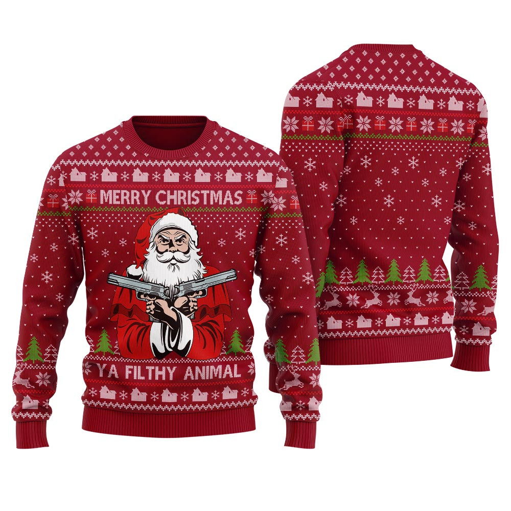 Merry Christmas Ya Filthy Animal Christmas Sweater Women Classic Holiday Sweater for Festive Looks