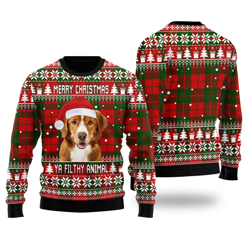 Merry Christmas Ya Filthy Animal Custom Face Xmas Sweater Black Funny Christmas Sweaters