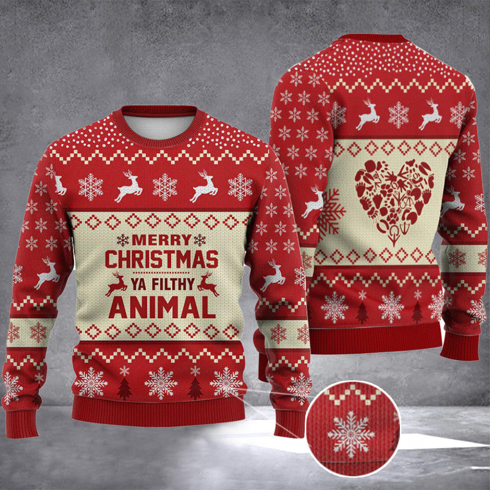 Merry Christmas Ya Filthy Animal Ugly Christmas Sweater Funny Xmas Sweater Animal Lovers Gift