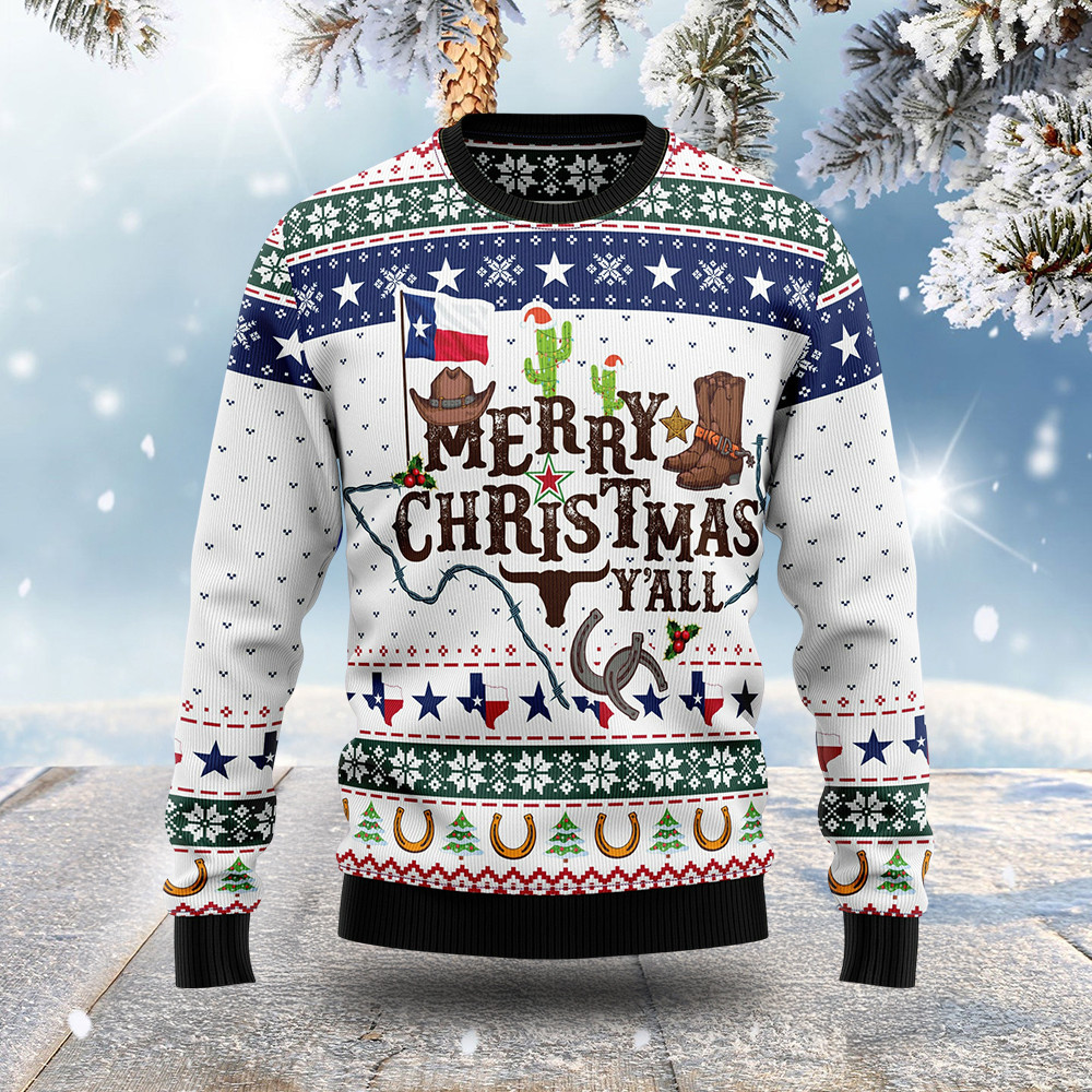 Merry Christmas Y'all Funny Ugly Xmas Sweaters Merry Xmas Clothing Best Christmas Gifts