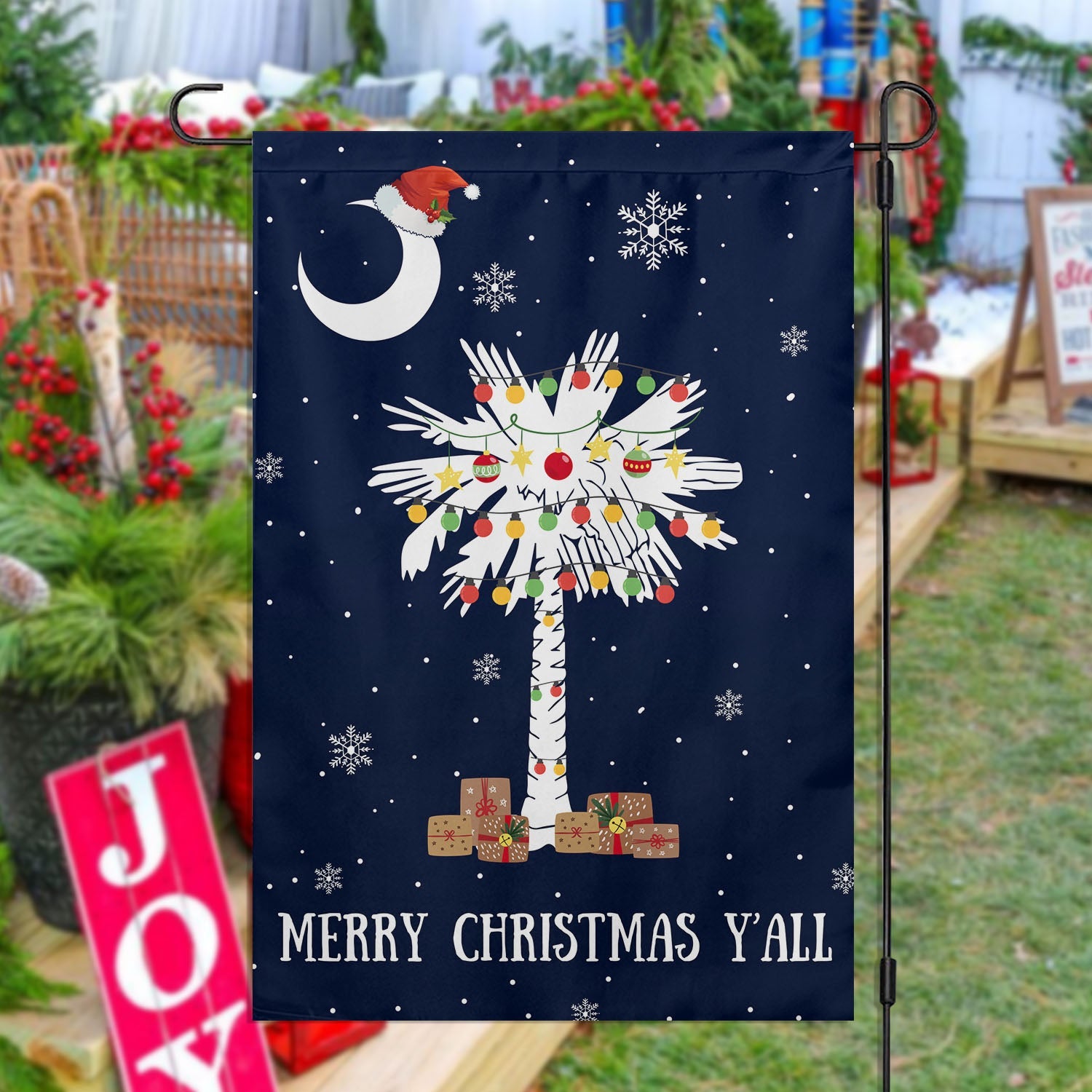 Merry Christmas Y'all Garden Flag Christmas Home Decor Gift For South Carolinians