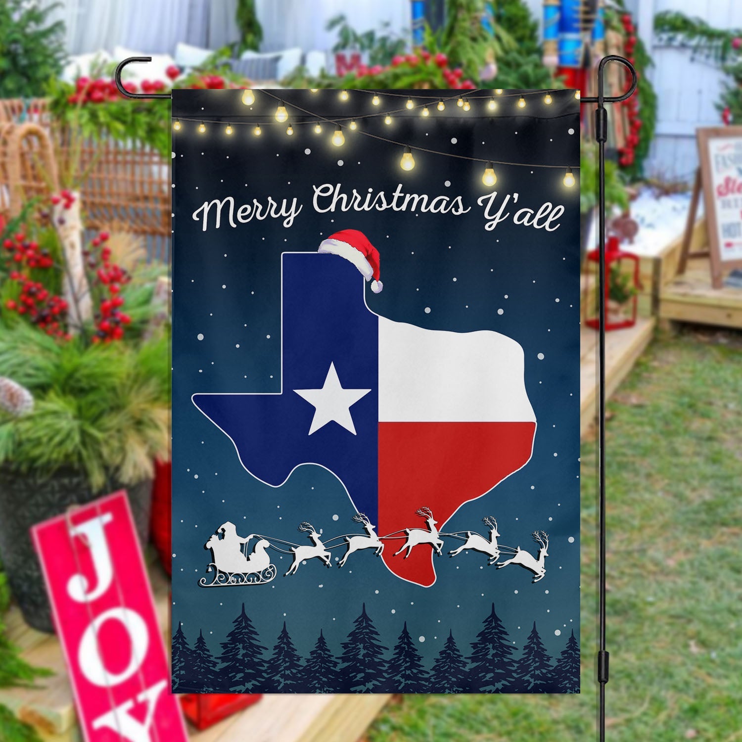 Merry Christmas Y'all Texas Christmas Garden Flag Santa Claus Themed Design Gift For Texans