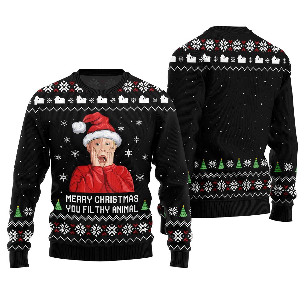 Merry Christmas You Filthy Animal Ugly Christmas Sweater Christmas Merch Gift That Brings Joy and Warmth