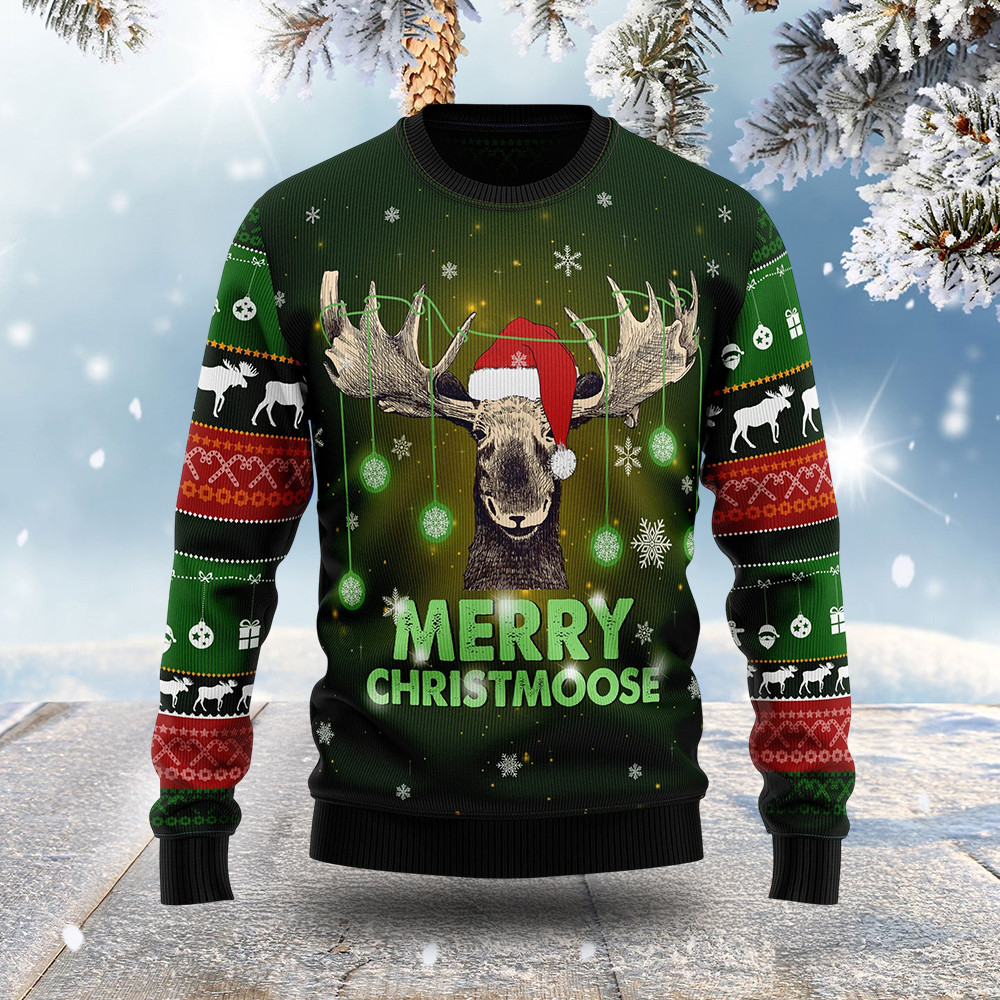 Merry Christmoose Ugly Christmas Sweater Wildlife Clothing Christmas Gifts For Moose Lovers