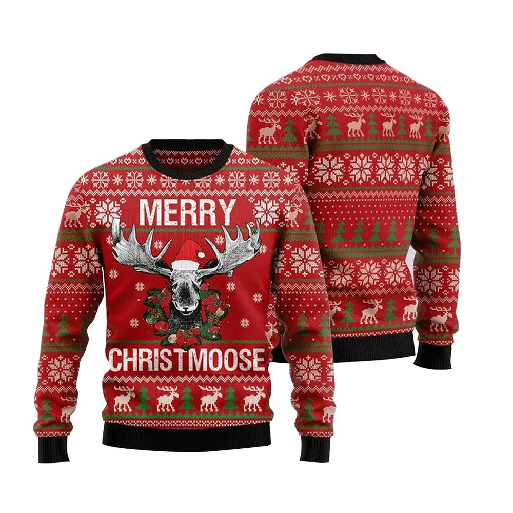 Merry Christmoose Ugly Christmas Sweater Xmas Holiday Pullover Gifts For Moose Lovers