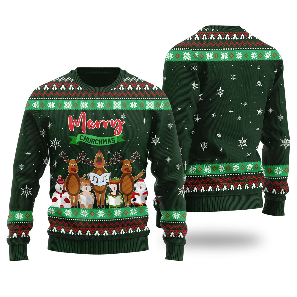 Merry Churchmas Ugly Christmas Sweater For Adult Trendy Christmas Sweater for Winter Outfits