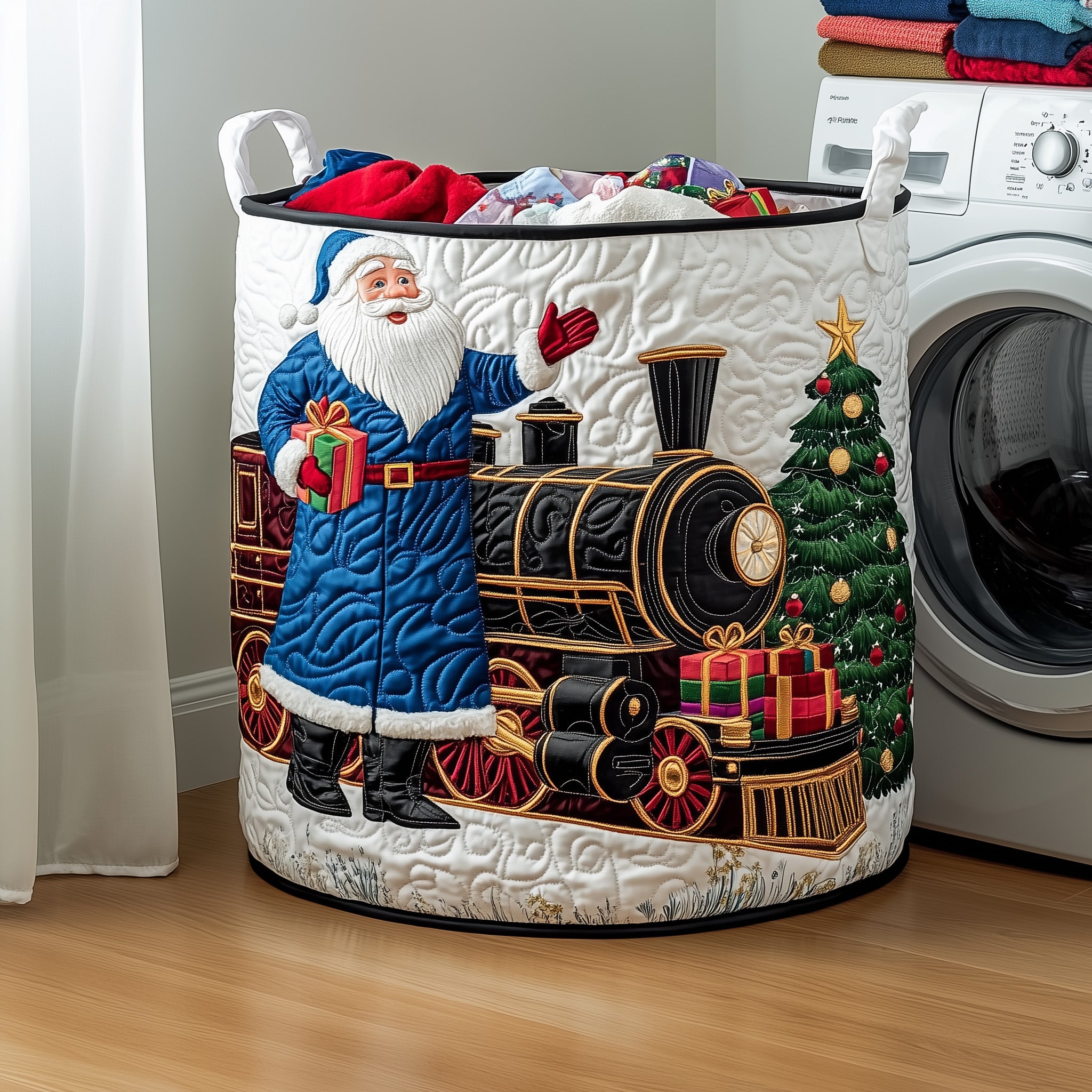 Merry Claus Quilted Laundry Basket Good Secret Santa Presents