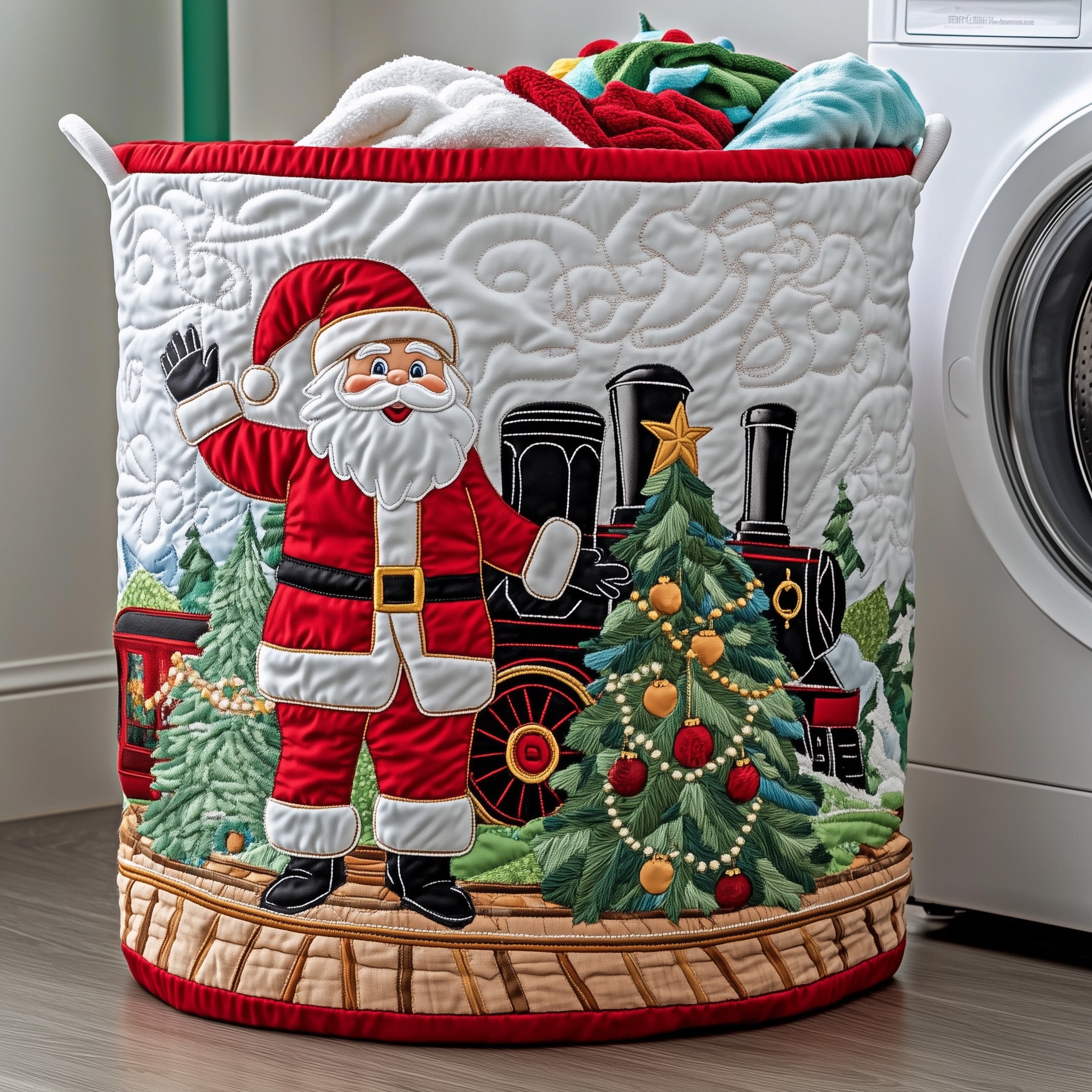 Merry Claus Quilted Laundry Basket Great Secret Santa Presents