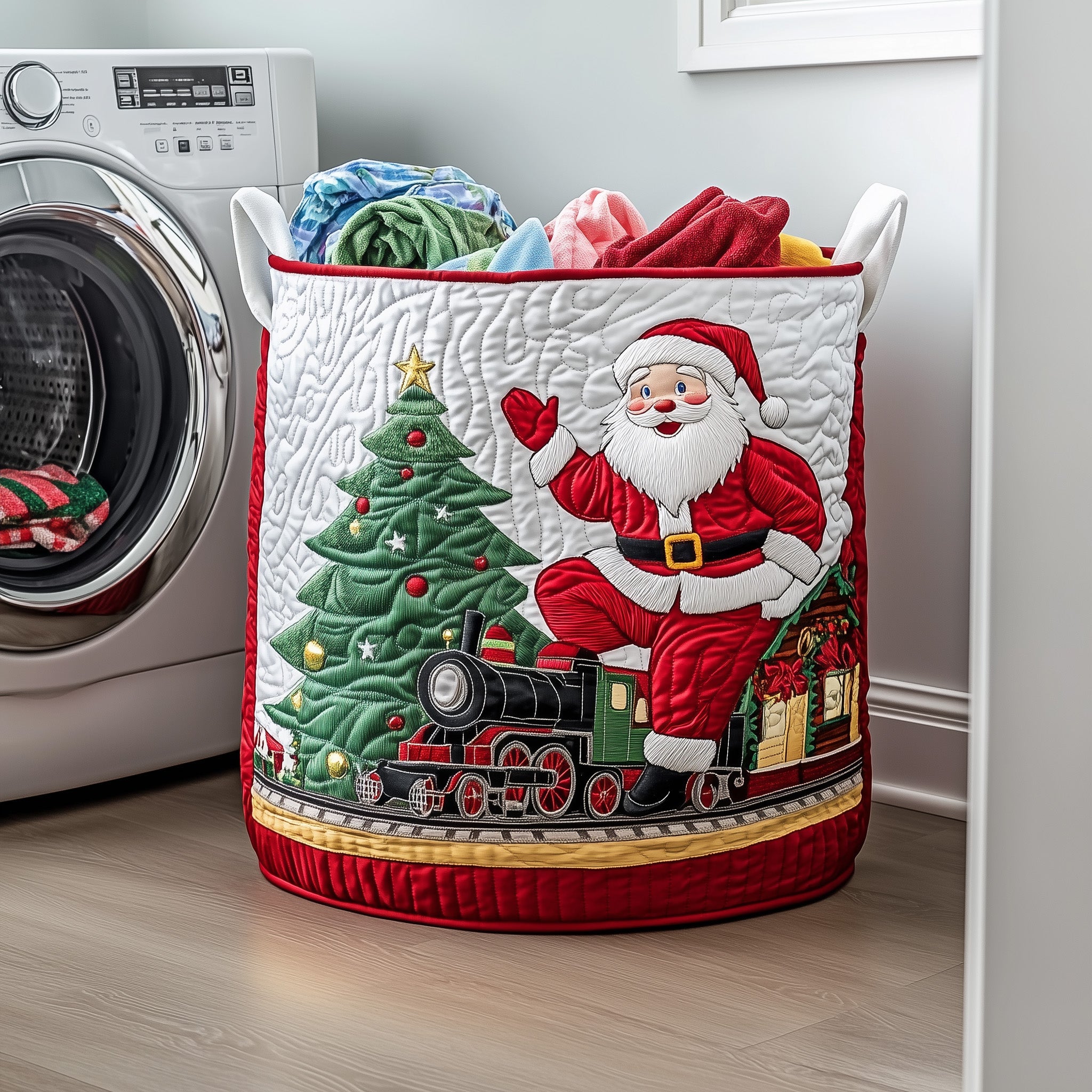 Merry Claus Quilted Laundry Basket Nice Secret Santa Gifts