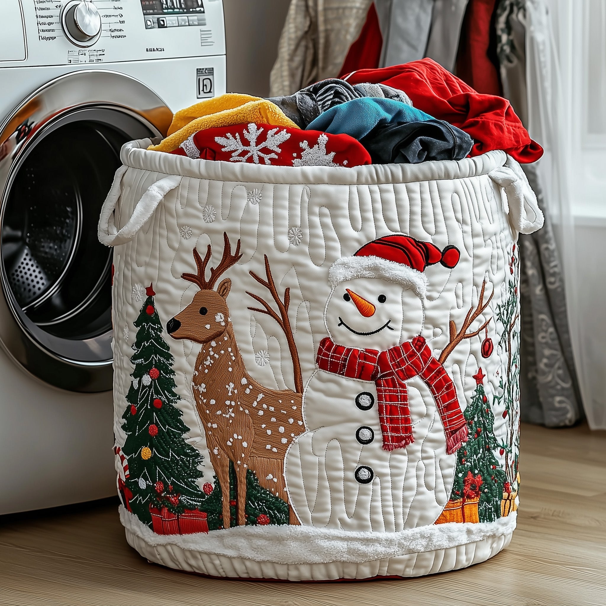 Merry Claus Quilted Laundry Basket Unisex Secret Santa Gifts