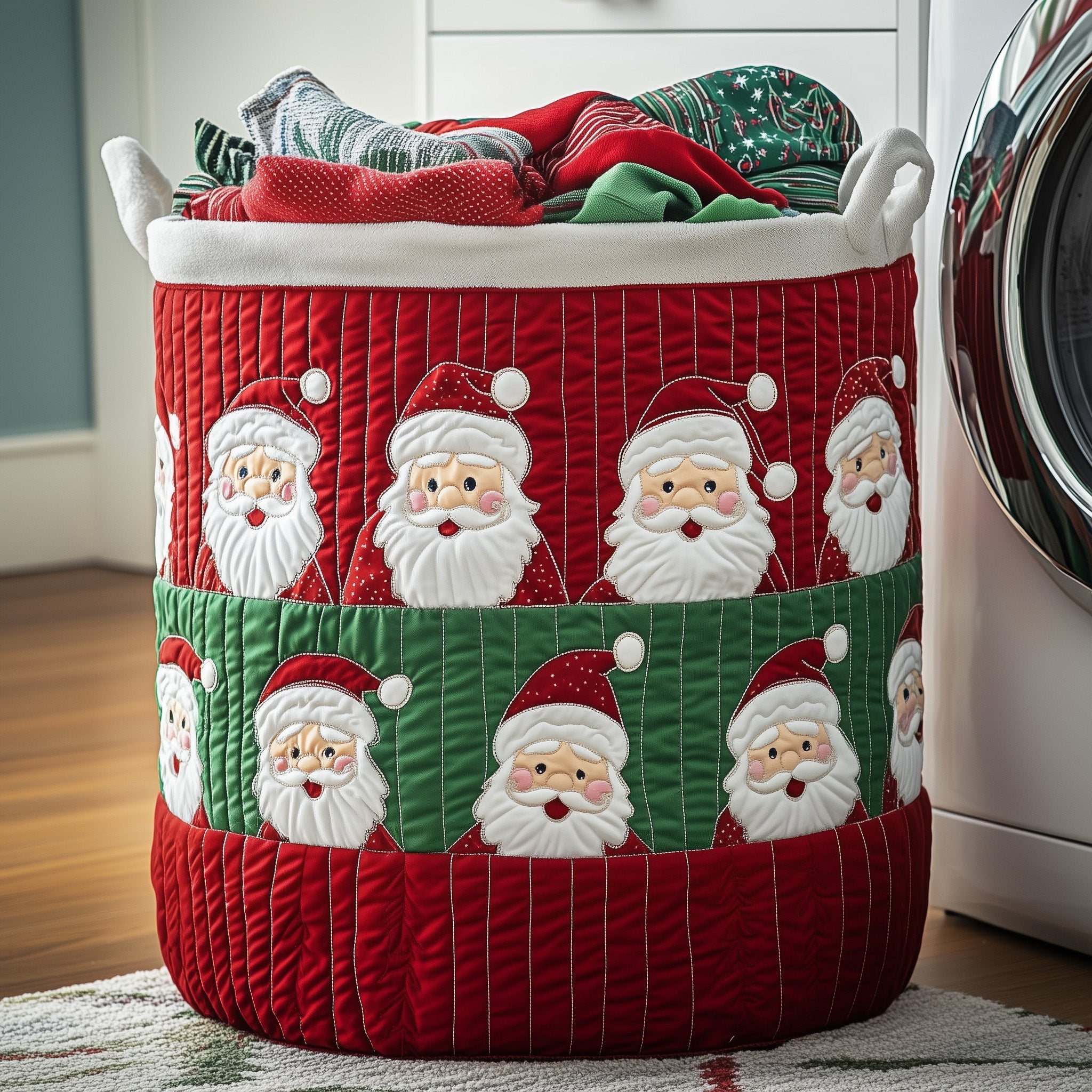 Merry Claus Quilted Laundry Basket Very Funny Secret Santa Gifts
