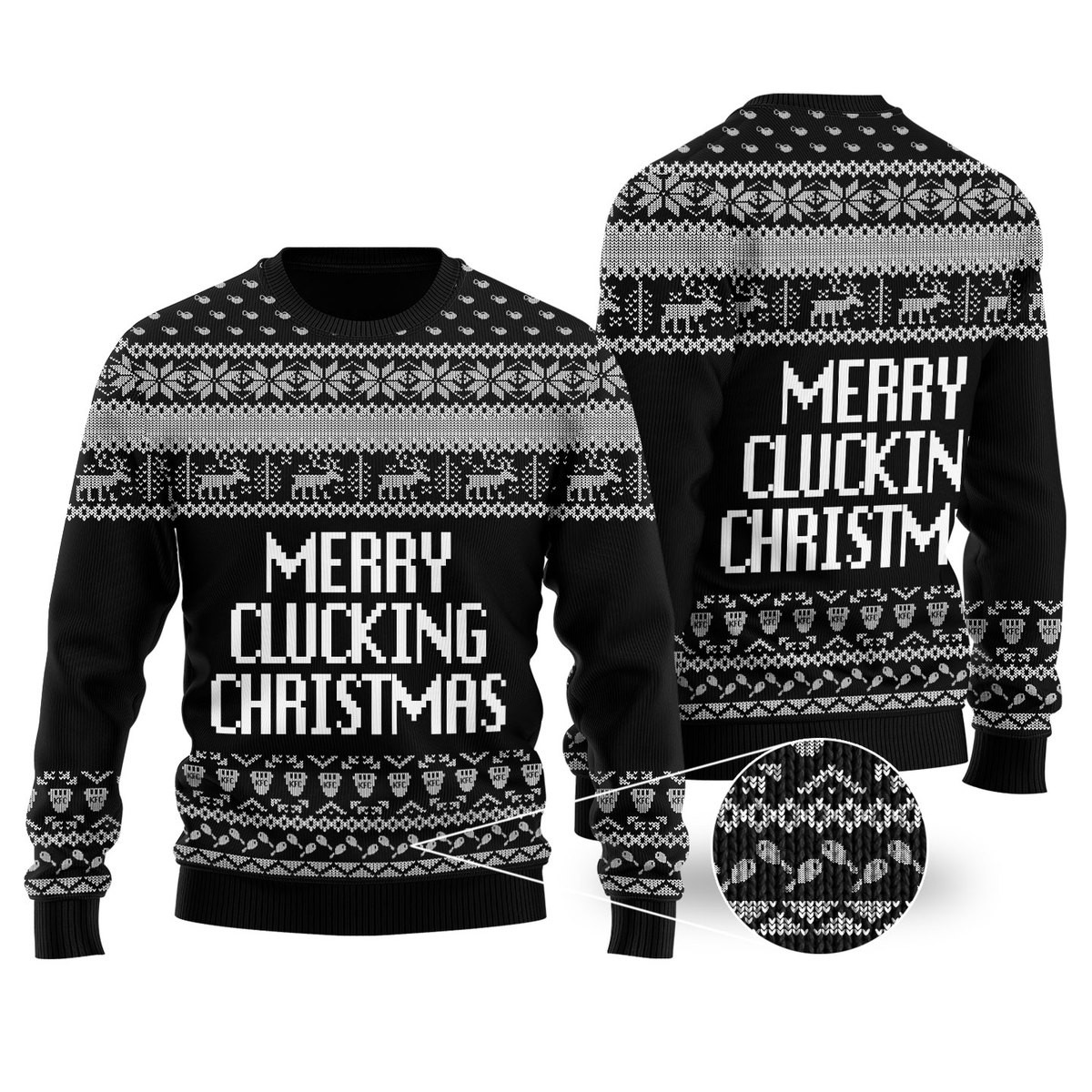 Merry Clucking Christmas Sweater Black Exclusive Christmas Sweater Merch Gift Edition