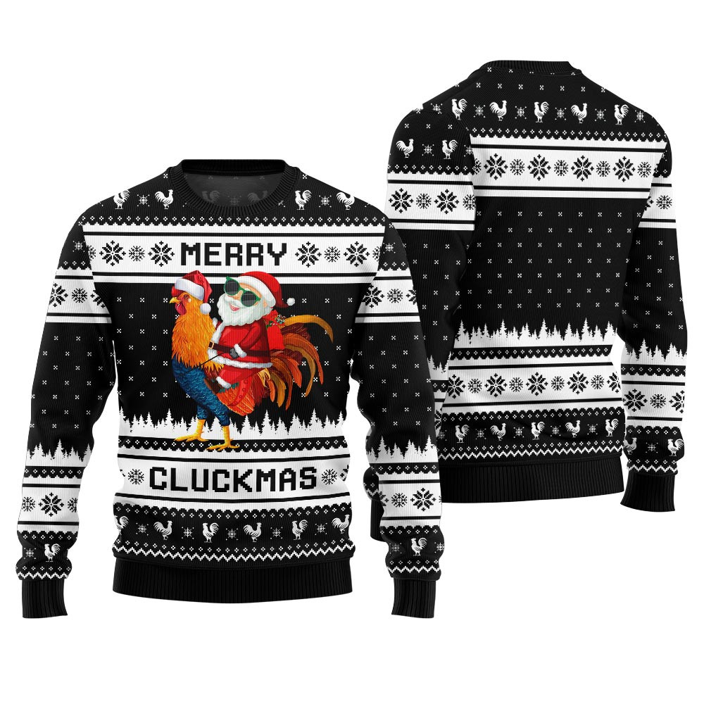 Merry Cluckmas Chicken Ugly Christmas Sweater For Women Thoughtful Winter Gift Merch for Special Moments