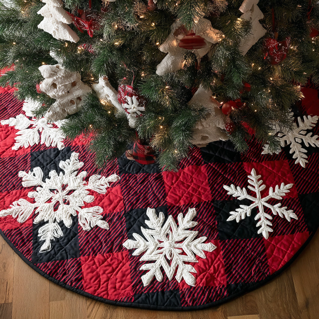 Merry Contrast Christmas Quilted Tree Skirt Snowflakes Pattern Tree Decorations Christmas Gifts