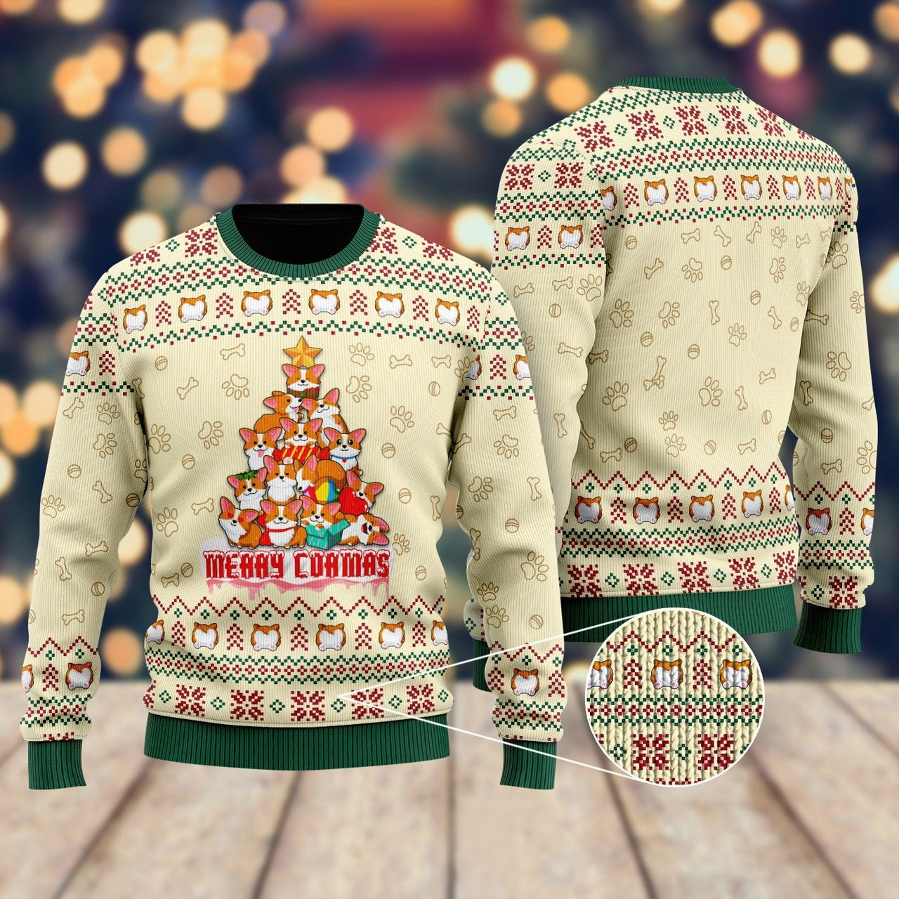 Merry Cormas Ugly Christmas Sweater Cute Dog Xmas Sweater Presents For Corgi Lovers