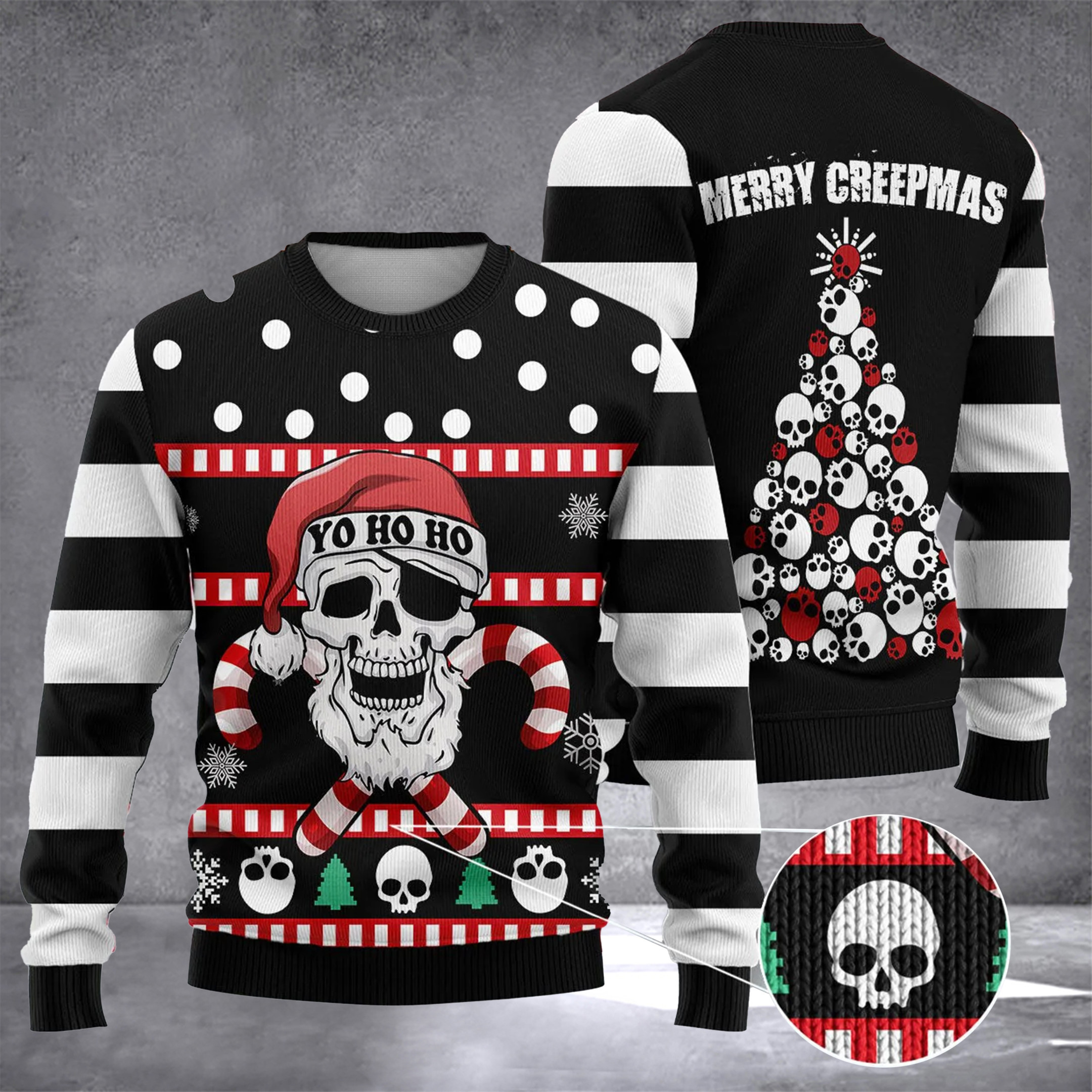 Merry Creepmas Ugly Christmas Sweater Ho Ho Ho Skull Xmas Sweater Best Gifts For 2024