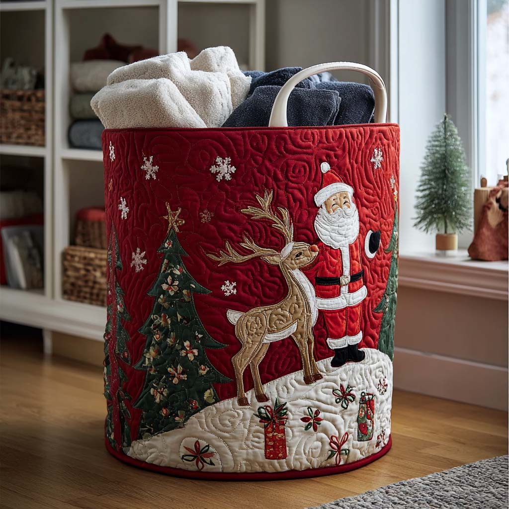 Merry Crown Quilted Laundry Basket Home Essential Gift Quilted Laundry Basket with Style