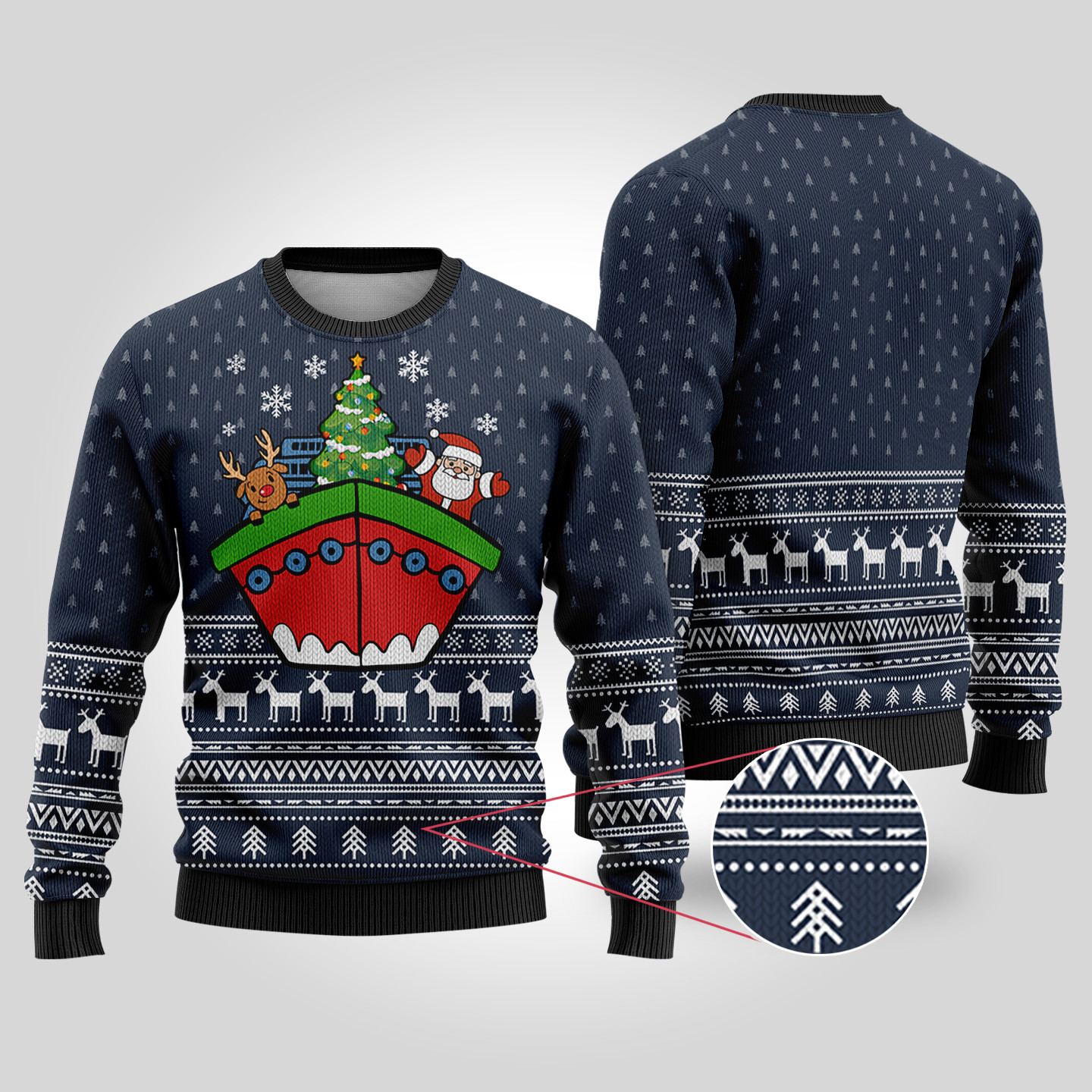 Merry Cruise Navy Ugly Christmas Sweaters Warm Winter Sweater to Brighten Your Holidays