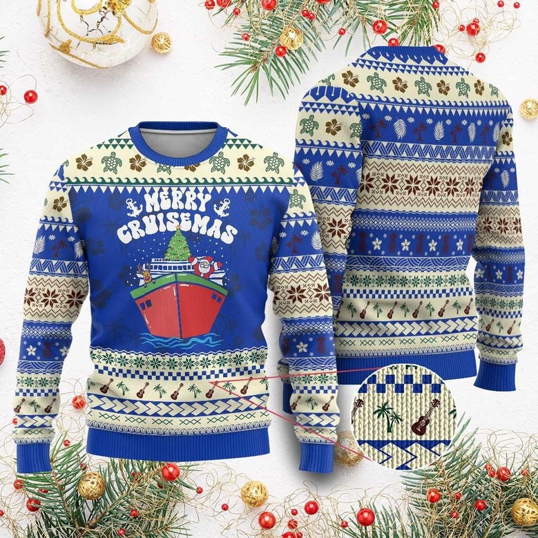 Merry Cruisemas Ugly Christmas Sweater Hawaiian Jumper Xmas Holiday Gifts For Dad
