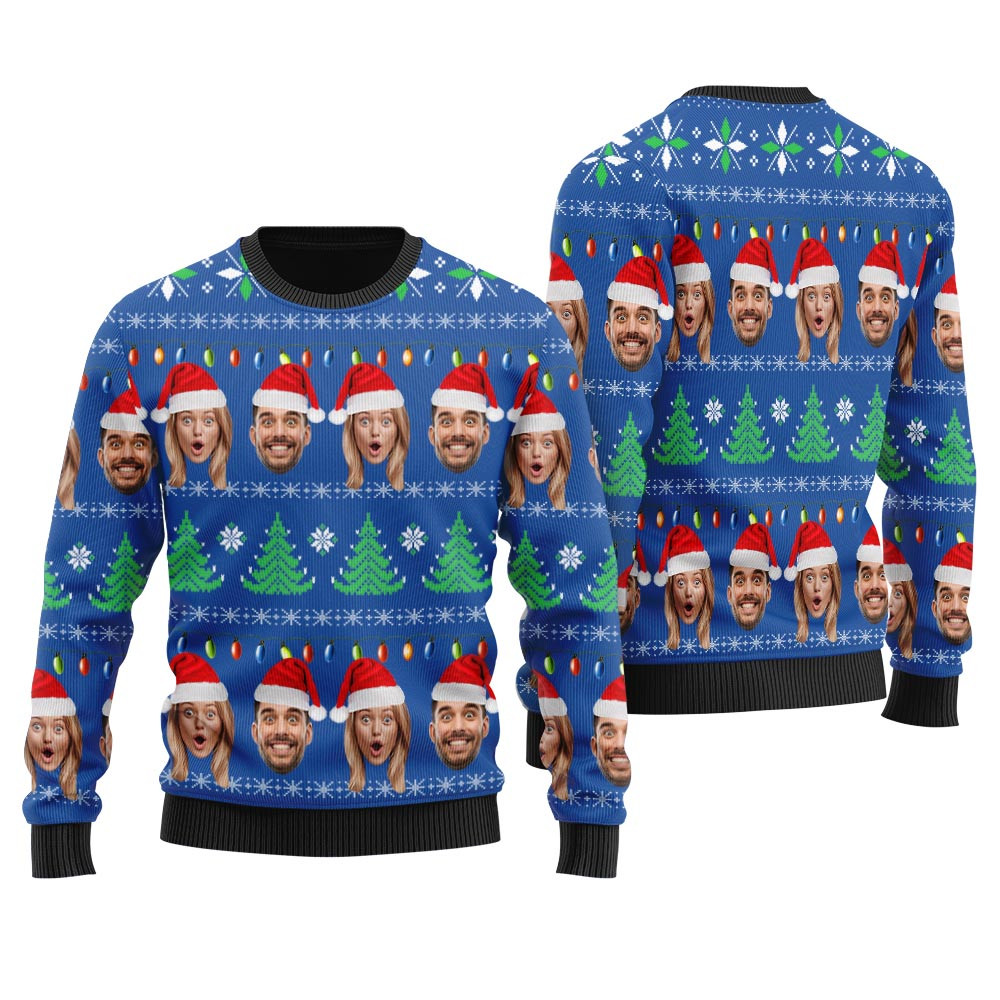 Merry Custom Ugly Sweater Couple Faces For Men Funny Christmas Sweaters