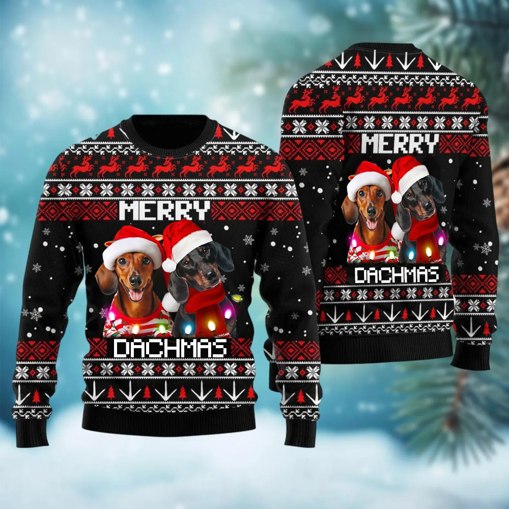 Merry Dachmas Ugly Christmas Sweater Cute Xmas Sweater Gift For Dachshund Lovers