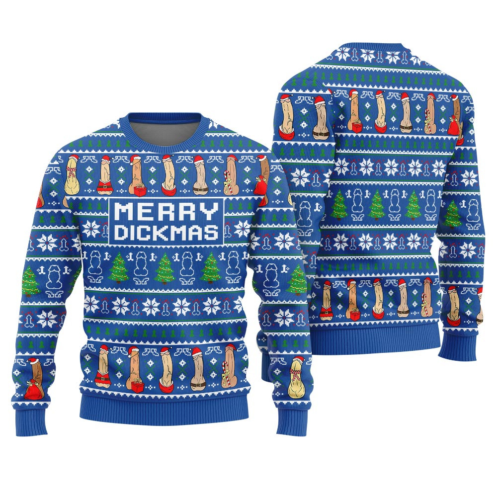 Merry Dickmas Naughty Mens Ugly Christmas Sweater Cute Christmas Sweatshirt for Holiday Spirit