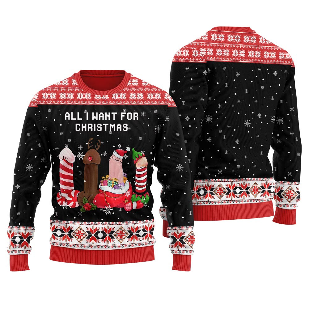 Merry Dickmas Womens Ugly Funny Sweater Perfect Winter Merch Gift for the Holiday Spirit