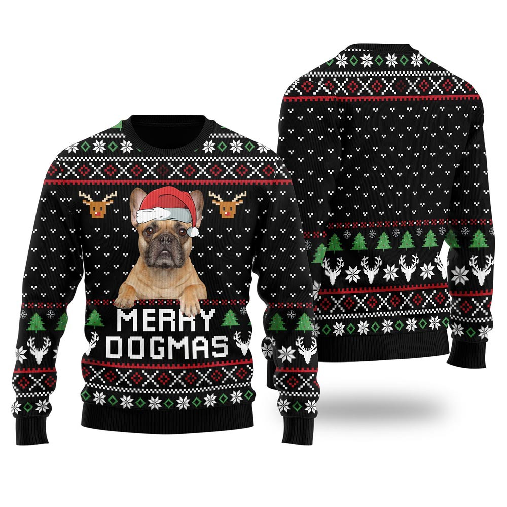 Merry Dogmas Custom Dog Christmas Sweater Black Christmas Sweaters For Men And Women