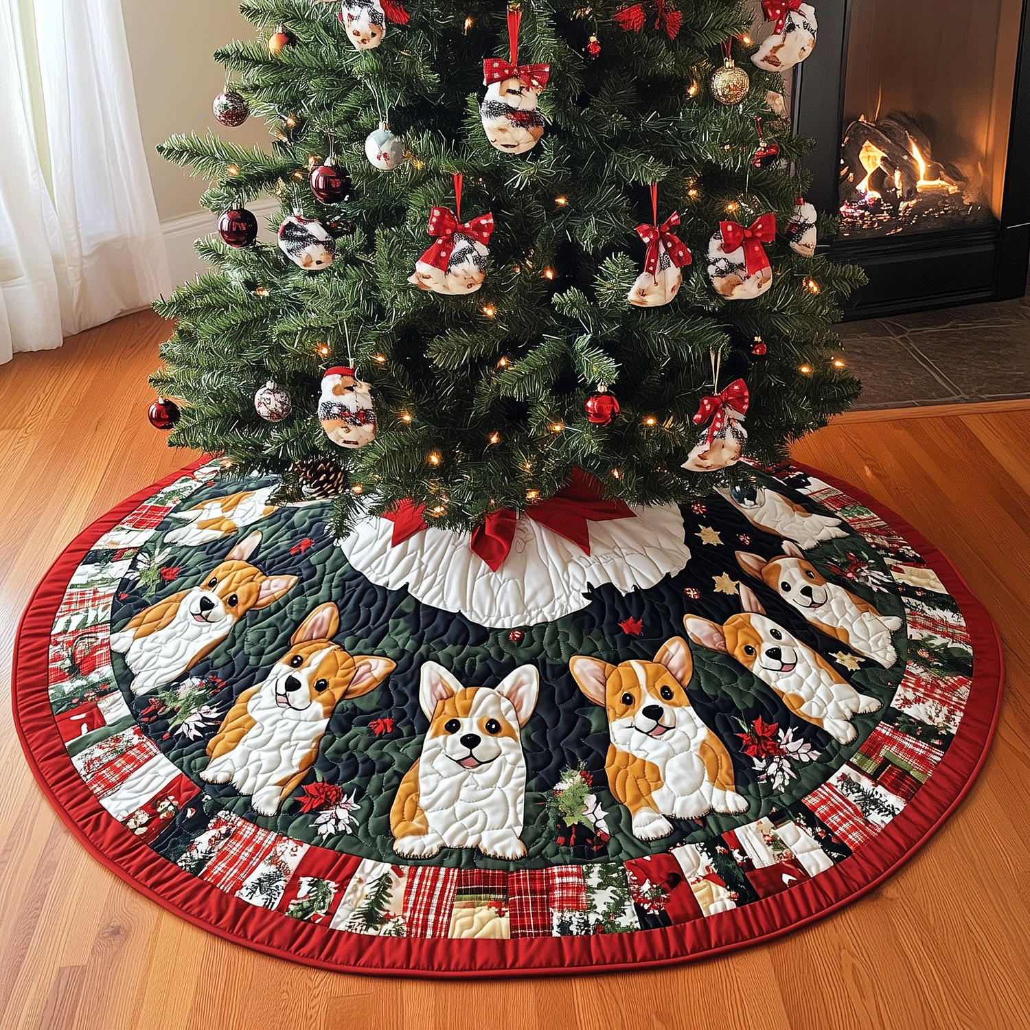 Merry Dogmas Quilted Christmas Tree Skirt Meaningful Christmas Gift to Warm the Heart