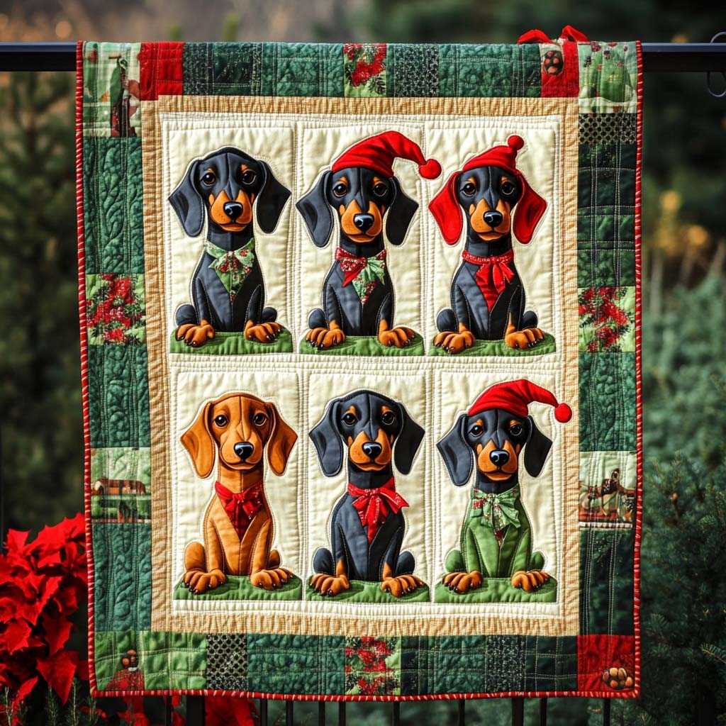 Merry Doxie Quilted Blanket Dog Gift Ideas For Dog Owners
