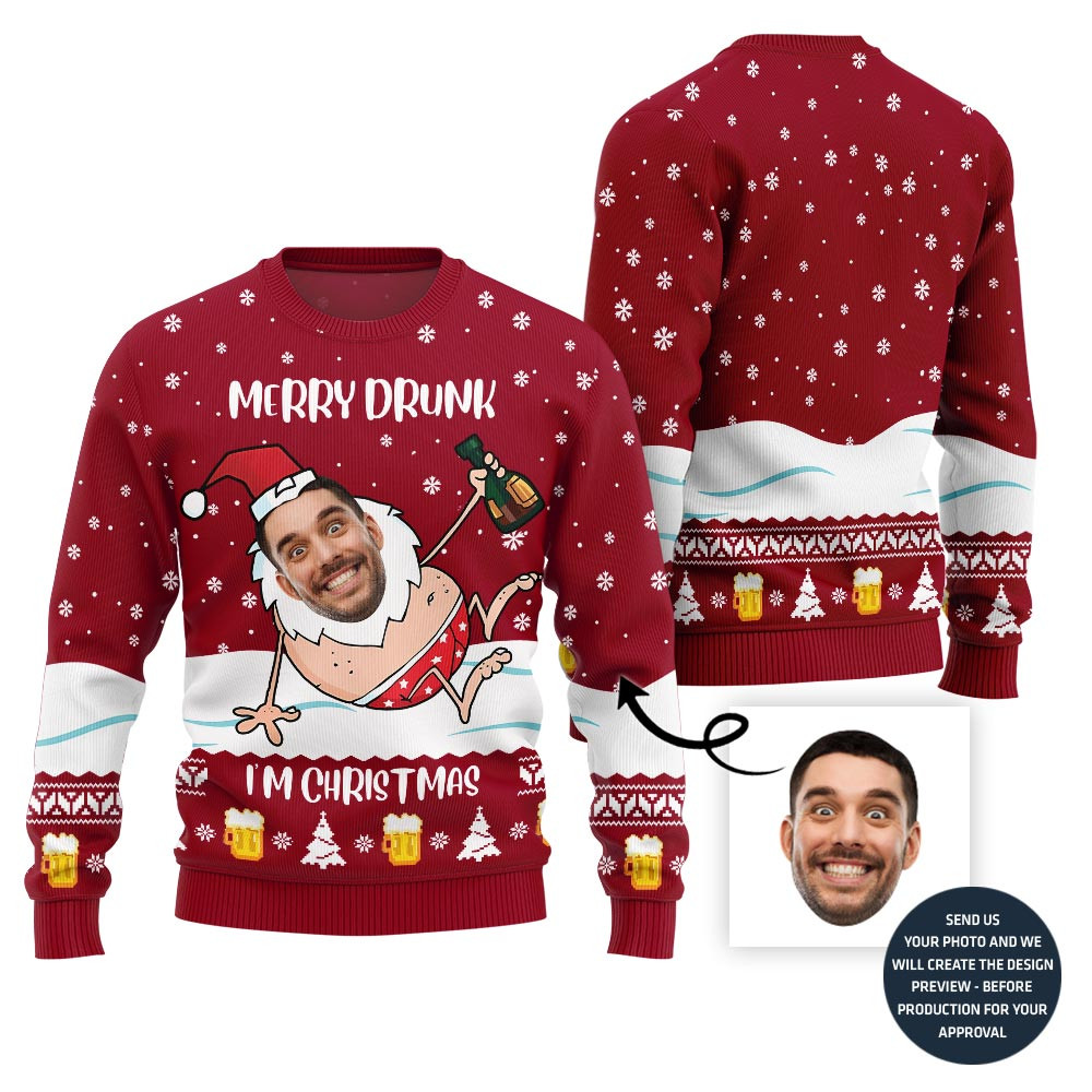 Merry Drunk Ugly Christmas Sweater For Men Lovely Christmas Sweater Gift for Mom or Grandma