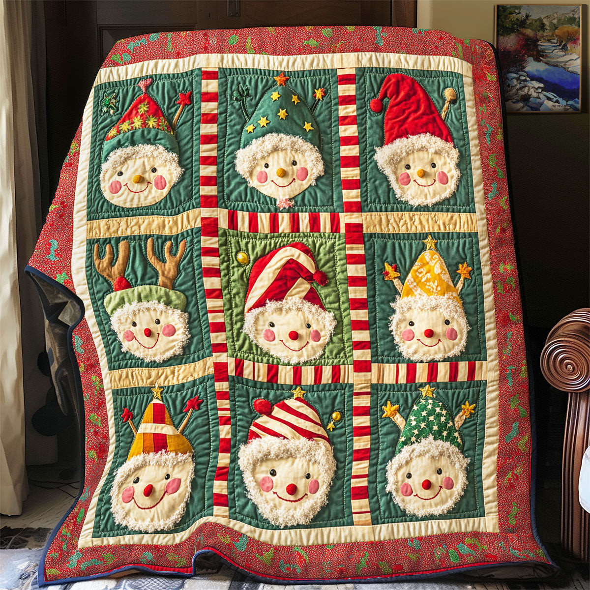Merry Elf Parade Quilt Blanket Perfect Gift For Friends and Family on Christmas Day