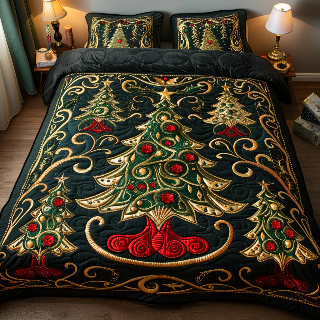Merry Evergreen Glow Quilted Bedding Set Bedroom Sets Queen Things To Get Your Wife For Christmas