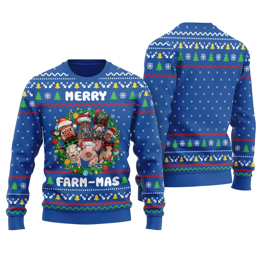 Merry Farm House Christmas Sweater Men Trendy Winter Sweatshirt for Cozy Moments
