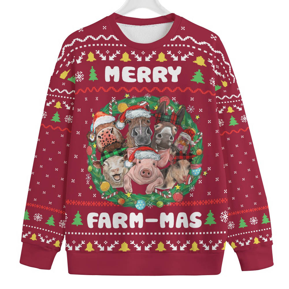 Merry Farm Womens Plus Size Ugly Christmas Sweater Merry Christmas Sweatshirt for Holiday Fun