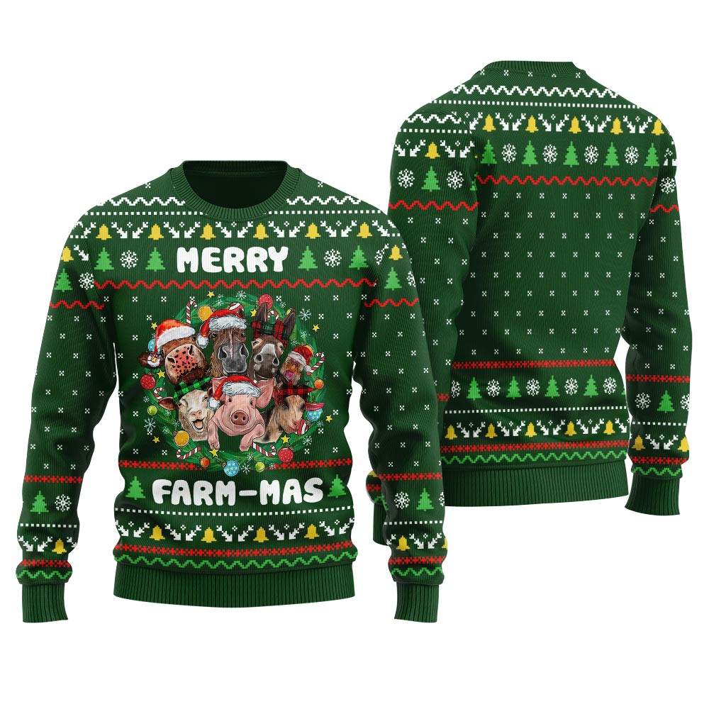 Merry Farmmas Ugly Christmas Sweater Custom Holiday Sweater Merch That Warms the Heart