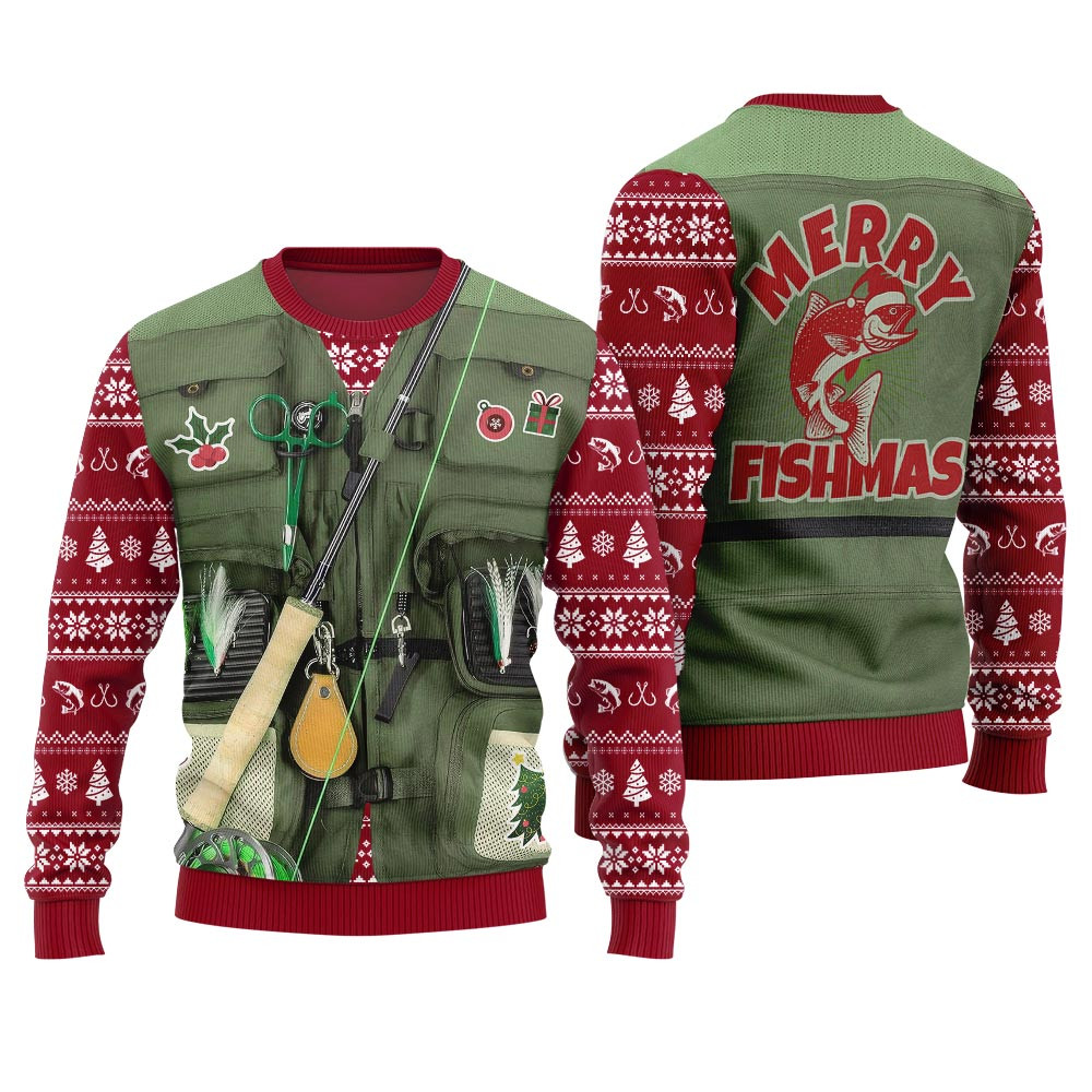 Merry Fishmas Fishing Ugly Xmas Sweater Christmas Merch Gift That Brings Joy and Warmth