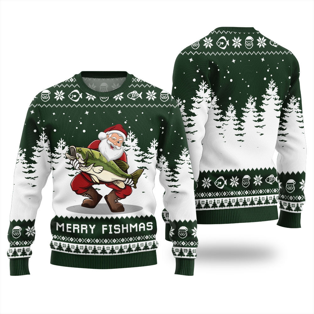 Merry Fishmas Funny Ugly Xmas Sweater Best Christmas Merch Gift for Family and Friends