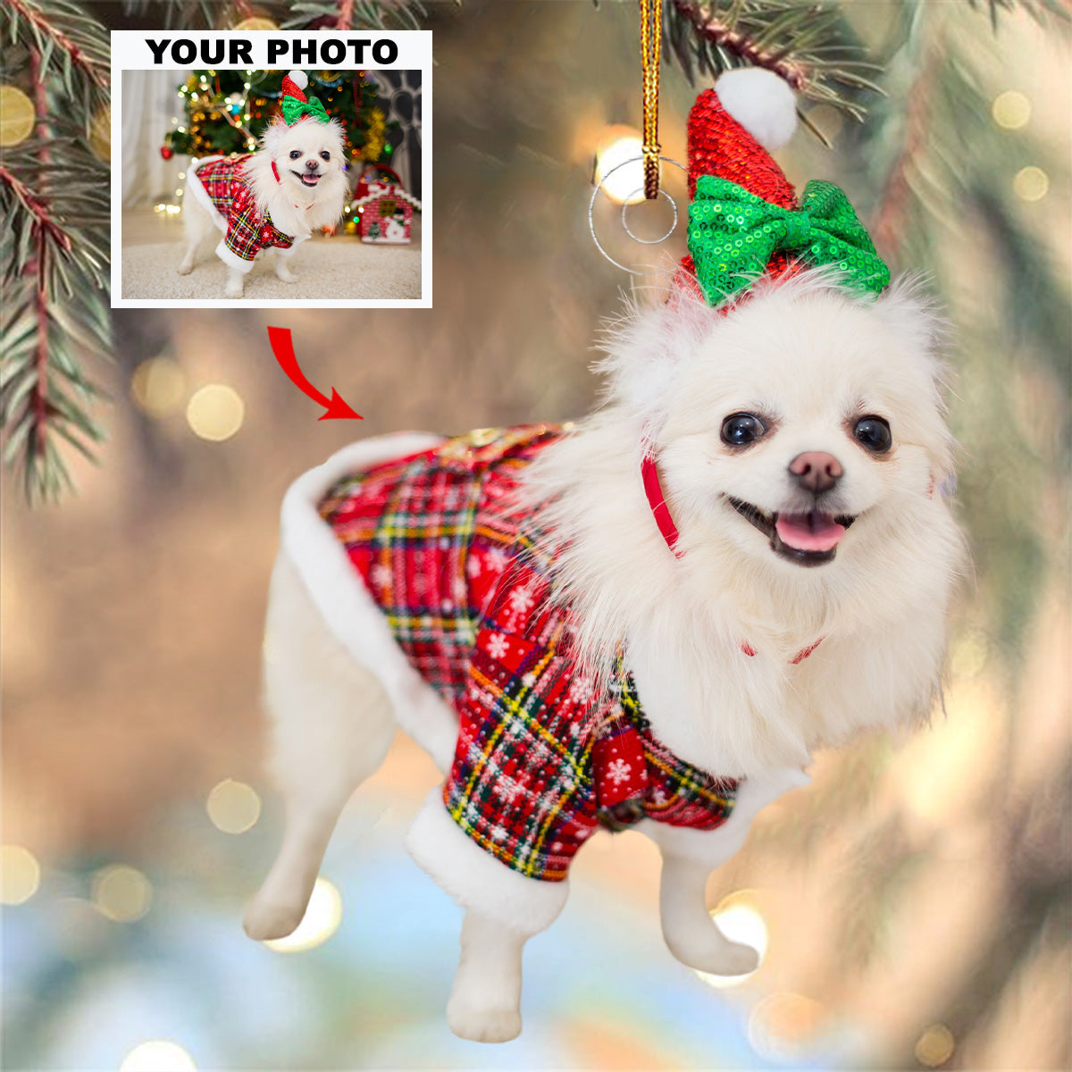 Merry Fluff Personalized Photo Mica Ornament Gift For Pet Lovers Pet Owners Family members