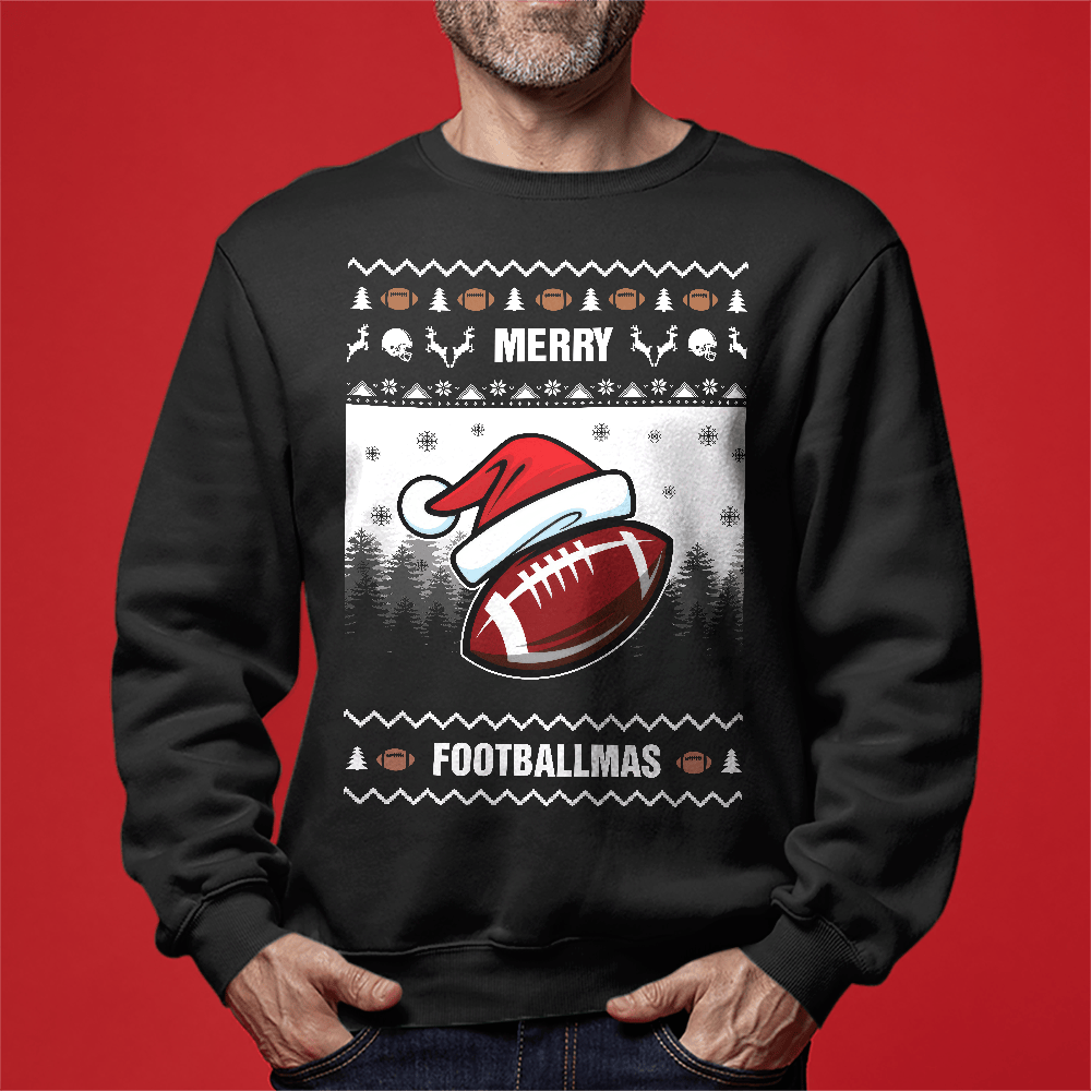 Merry Footballmas For Team Ugly Christmas Sweater Mens Unique Holiday Sweater Gift Idea for Loved Ones